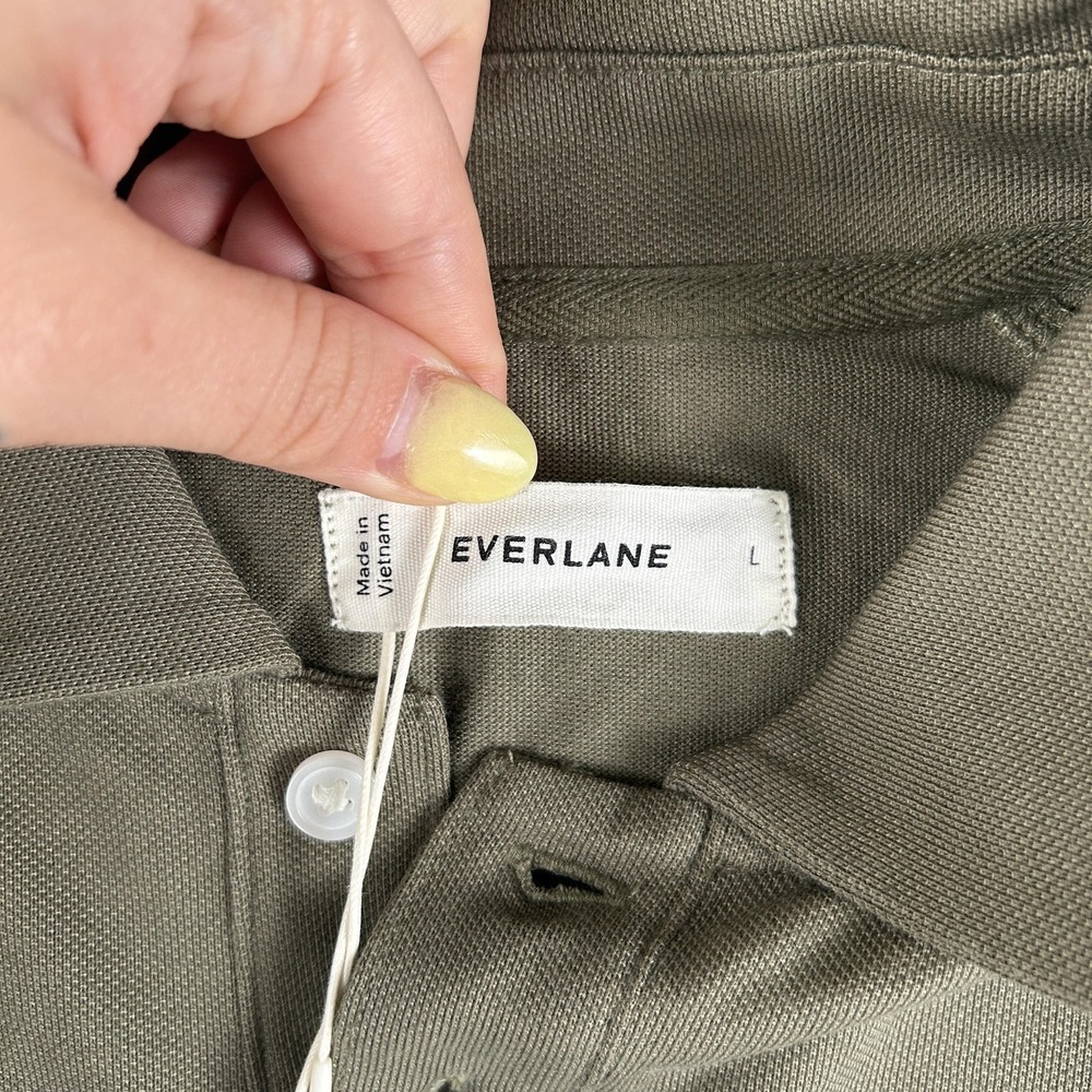 Everlane Polo Shirt Mens Large Raglan Solid Performance Stretch Long Sleeve NEW - Picture 4 of 15